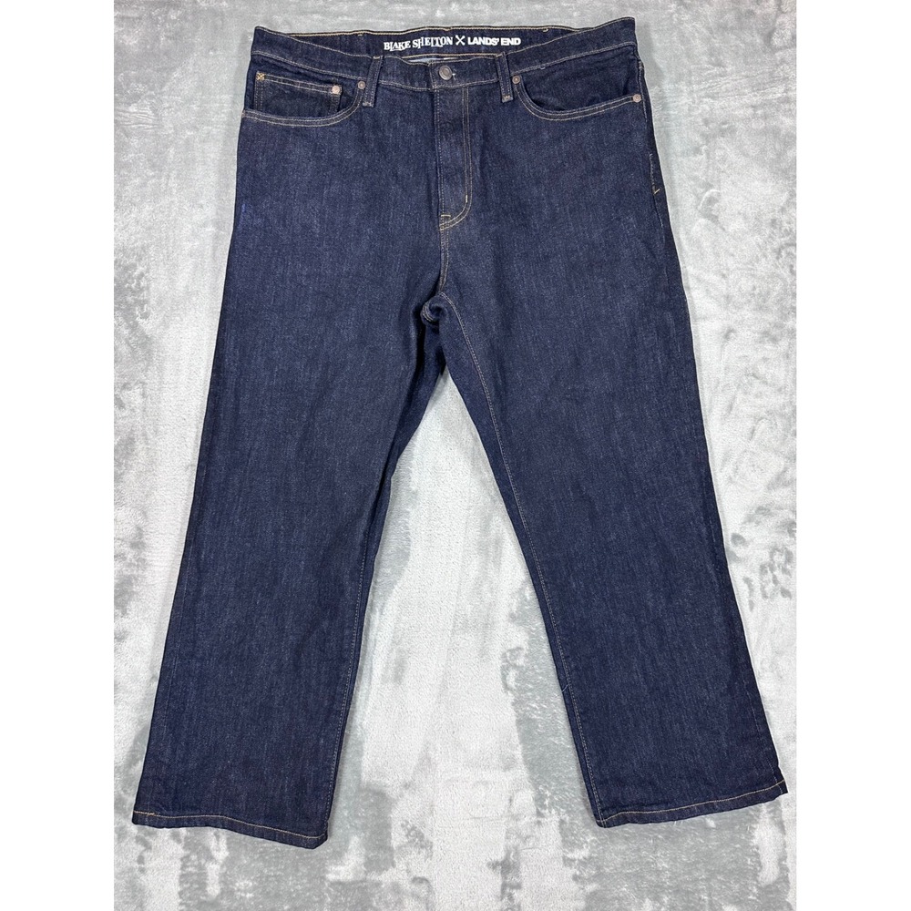 Blake Shelton x Lands End Mens Dark Wash Straight Leg Jeans Blue Size 37x26